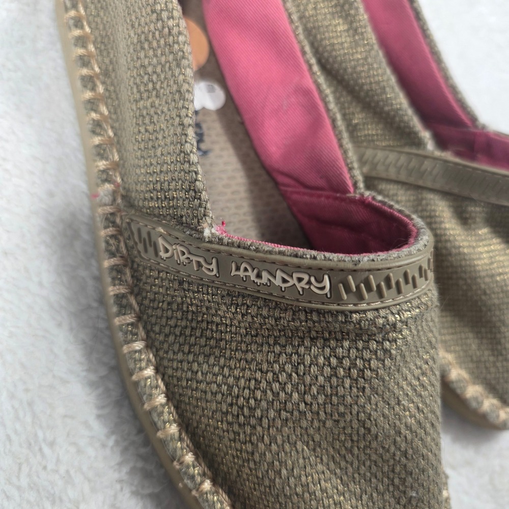 Dirty Laundry Hazen Espadrille Women 7 Gold Metallic Slip On Woven Boho Flat